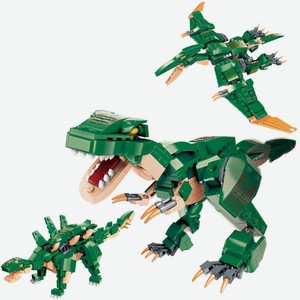 Конструктор Qman «Unlimited Ideas» 3 в 1 Динозавр Тираннозавр, Стегозавр или Птеродактиль, зеленый 287 деталей