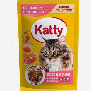 Корм Katty с лососем и форелью в соусе для кошек 85г