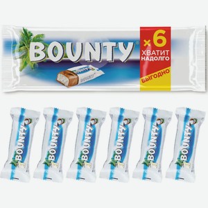 Шоколадный батончик Bounty, 27.5 г ( 6 шт )