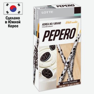 Печенье-соломка LOTTE  Pepero White Cookie  в молочном шок. с крошками печенья, 32г, Корея, ш/к92150