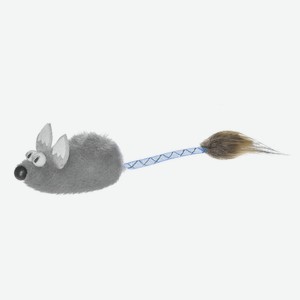 PetshopRu игрушка для кошек  Мышка с меховой кисточкой ,серая (10 г)