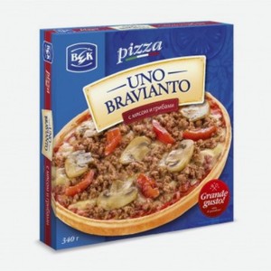 Пицца Uno Bravianto Век ветчина и грибы 175г