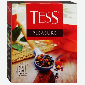 Чай (100 ф/п х 1,5 г) TESS Pleasure черный с шиповником и яблоком к/уп