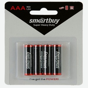Батарейки солевые 4 шт Smartbuy AAA R03 SBBZ-3A04B блистер
