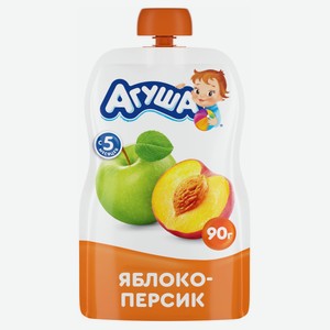 Детское фруктовое пюре Агуша Яблоко-Персик в мягкой упаковке, с 5 месяцев