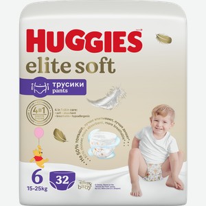 Подгузники-трусики детские HUGGIES Elite Soft 6, 15–25кг, 32шт