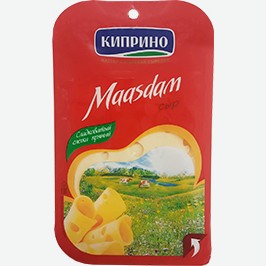 Сыр Киприно, Маасдам, Нарезка, 45%, 125 Г