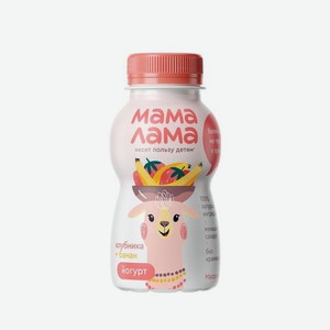 Йогурт питьевой МАМА ЛАМА Клубника/Банан 2.5% 200г пэт