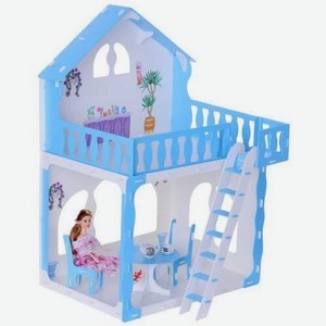 Кукольный домик   Марина  бело-голубой (с мебелью) арт.000266
