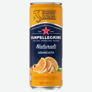 Напиток газированный Sanpellegrino Aranciata с соком апельсина, 0,33 л