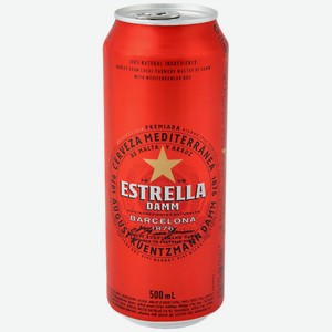 Пиво Estrella Damm светлое пастеризованное 4.6% 500мл, металлическая банка