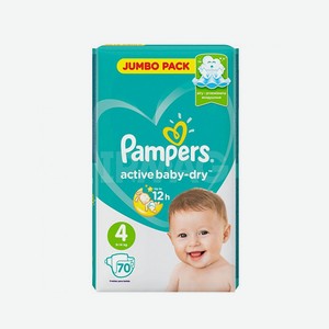 Подгузники Pampers Active Baby-Dry, jumbo-pack в асс-те, 70-94 шт