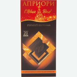 Шоколад горький Априори с апельсином и лепестками миндаля, 100г