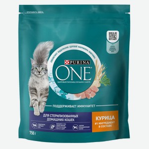 Сухой корм Purina ONE для стерилизованных кошек и кастрированных котов живущих в домашних условиях с курицей, 750 г