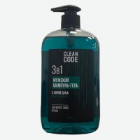Шампунь-гель для волос   Clean Code   3в1, 600 мл