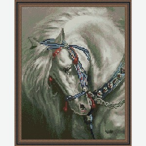 Алмазная мозаика 40х50 см круглые стразы Белый конь VА350