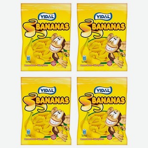 Жевательный мармелад Vidal для детей и взрослых Бананы 4 упаковки по 50 г