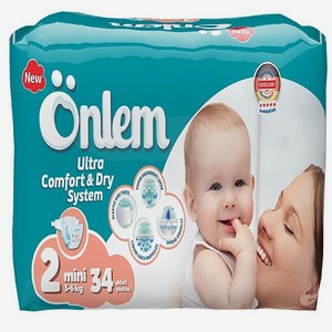 Подгузники Onlem Ultra Comfort Dry System для детей 2 3-6 кг 34 шт