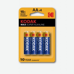 Батарейки KODAK MAX Super Alkaline, LR6-4BL, KAA-4