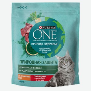 Сухой корм Purina ONE Природа Здоровья для стерилизованных кошек и кастрированных котов с говядиной, 680 г