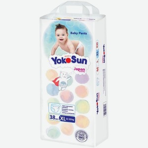Детские одноразовые подгузники-трусики  YokoSun  размер XL (12-20 кг) 38 шт арт.4602009409622