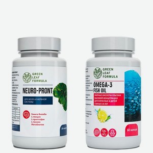 Витамины для мозга и памяти Green Leaf Formula триптофан омега 3 глицин рыбий жир в капсулах