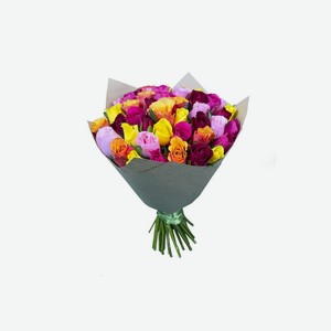 Букет цветов из 51 роз микс Кения 40см