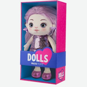 Мягкая игрушка Maxitoys Dolls, Кукла Василиса в фиолетовом платье, 35 см арт.MT-MRT121910-35