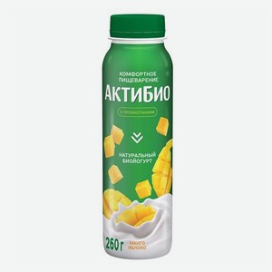 Йогурт питьевой Актибио манго-яблоко 1,5% БЗМЖ 260 мл