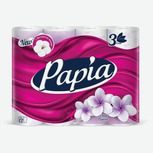 Туалетная бумага Papia Балийский цветок 3 слоя, 12 рулонов