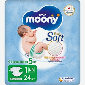Подгузники Moony Extra Soft 1/NB до 5кг 24шт