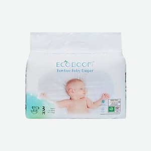 Бамбуковые подгузники детские ECO BOOM размер 3/M для детей весом 6-10 кг 32 шт