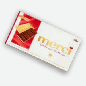 Шоколад  Мерси , горький с марципаном, молочный ореховый крем, 112 г