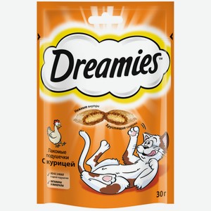 Dreamies лакомство для кошек Dreamies подушечки с курицей (60 г)