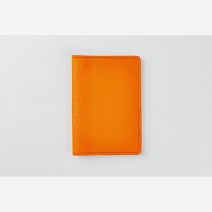 Обложка для паспорта из натуральной кожи. Цвет: оранжевый 1 шт