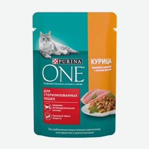 Корм для кошек  Purina One , курица/зеленая фасоль, 75 г