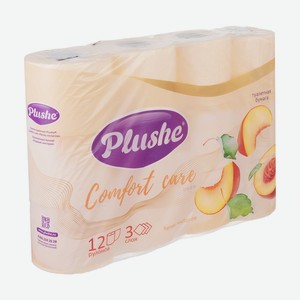 Туалетная бумага  Plushe Comfort care , 3 слоя, 12 рулонов