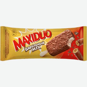 Мороженое сливочное Максидуо вафельный микс Фронери Рус м/у, 63 г