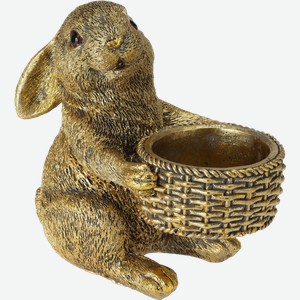 Подсвечник для чайной свечи Купман кролик с корзинкой золото Купман Интернэшнл , 1 шт