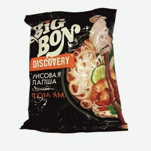 Лапша б/п BIG BON Рисовая по-тайски с соусом Том Ям 65г