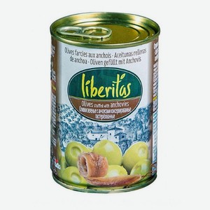 Оливки LIBERITAS зеленые с анчоусами 280г ж/б