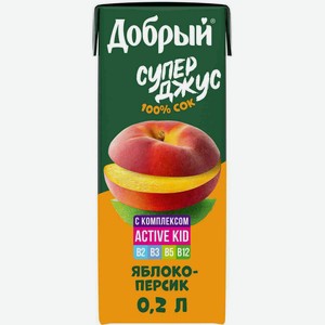 Нектар Добрый Персик-яблоко, 0,2 л