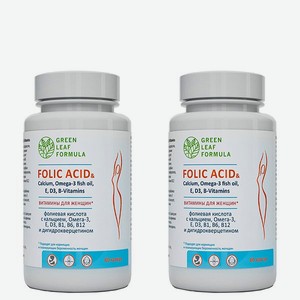 Фолиевая кислота и кальций Д3 Green Leaf Formula витаминно-минеральный комплекс для беременных и кормящих женщин 2 банки