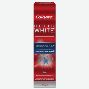 Зубная паста Colgate Optic White мгновенный Отбеливающая, 75 мл, картонная коробка