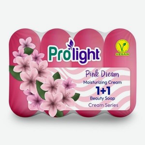 Мыло туалетное <Prolight> с увлажняющим кремом 1+1 Розовая мечта 4*80г Турция