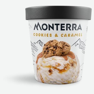 Мороженое пломбир Monterra с карамельным соусом и кусочками печенья 12.7%, 298г