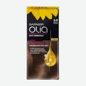 Крем-краска для волос Garnier Olia стойкая с цветочными маслами без аммиака оттенок 6.0 Темно-русый светло-коричневый 112мл