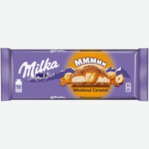 Шоколад Milka Wholenut Caramel молочный с молочно-карамельной начинкой и обжаренным цельным фундуком