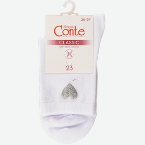 Носки размер 23 женские Конте 22С-40СП белые с сердечко Конте СПА м/у, 1 пара