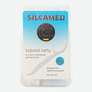 Зубная нить Silca Med в пластиковом держателе вощеная 50шт